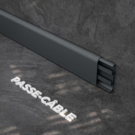 Plinthe passe-câbles PVC 80 mm - Anthracite - À l’unité - 2.60 m