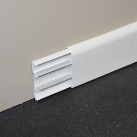 Plinthe passe-câbles PVC frêne blanc - 80mm - 2m60