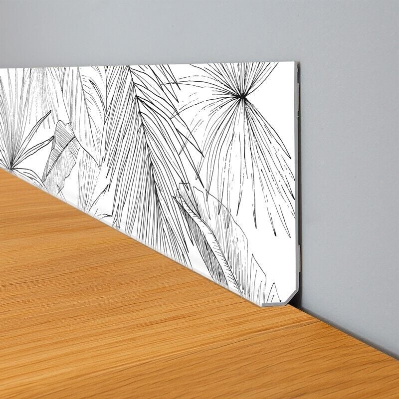 Lot de 10 Plinthes PVC Floral Noire - 99deco - H8 x L100 cm Profondeur 14 mm