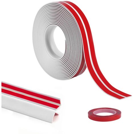 Plinthe Souple Autoadhésive PVC 20 mm, 6M Plinthe Adhesive Pliable,Bande d'étanchéité Flexible, Etanche, Décorative, Corniere PVC Autocollante pour Cuisine et salle de bain