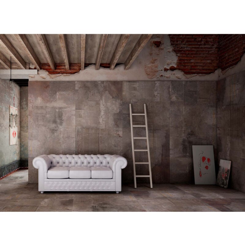 Carrelage grès cérame effet béton brut tattoo 120x60 cm Blanc - - boîte de 1 m2 Gioia Materia