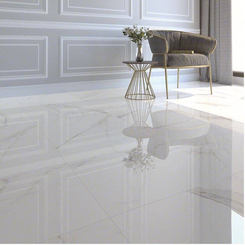 Carrelage grès cérame effet marbre classic 60x60 cm Blanc - Naturel - boîte de 1.06 m2 Gioia Materia