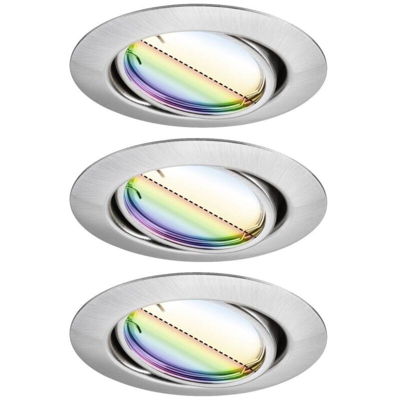 Paulmann - 92467 Luminaire à led encastrable jeu de 3 led 14.7 w fer (brossé)