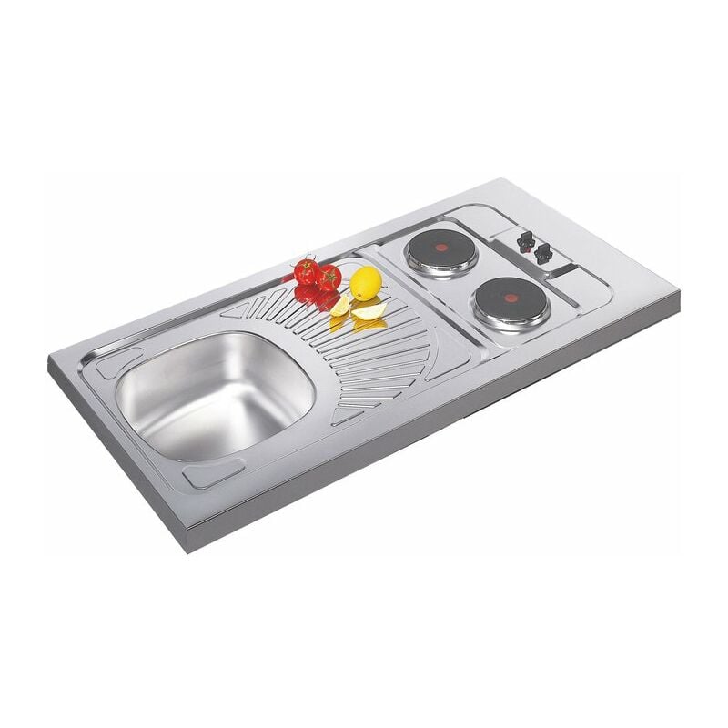 Moderna - vier inox 1 bac et 1 égouttoir - Avec plaques électriques