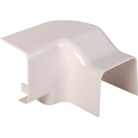 Plombservice – Angle vertical en plastique rigide 80mm – Blanc crème RAL 9001 – Sens de montage gauche pour goulottes électriques