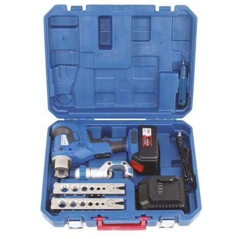 Plombservice – Dudgeonnière électrique sur batterie 1/4' à 3/4' – Fabrication dudgeons à 45° – Poignée ergonomique – Chargeur et accessoires inclus