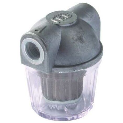 Plombservice – Filtre fioul simple 100 microns 3/8 – Inox – Bol plastique – Série 201 – Pour chaudières et systèmes de chauffage