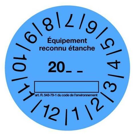 Plombservice – Rouleau de 100 étiquettes de contrôle d'étanchéité bleues 4 cm – Conforme à l'arrêté du 29 février 2016 – Pour équipements soumis à contrôle
