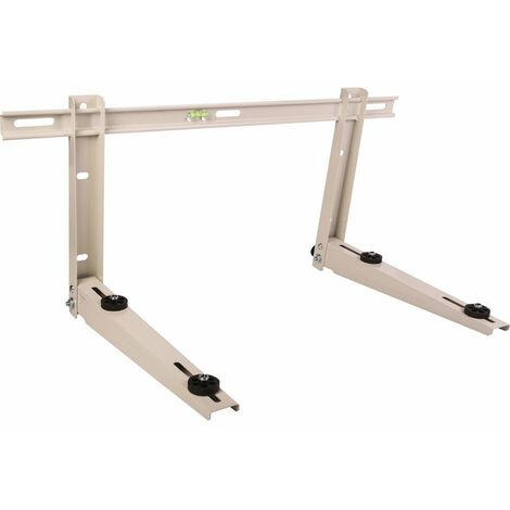 Plombservice – Support mural réglable pour climatiseur mobile – Charge max 150 kg – Installation rapide avec niveau intégré – Anti-corrosion époxy beige