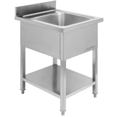 Plonge 1 Bac avec Dosseret et Etagère - 600 x 600 mm