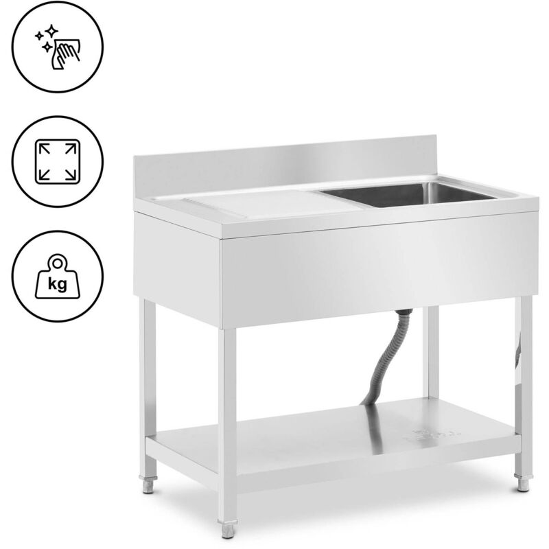 Royal Catering - Plonge inox 1 évier inox 100 x 60 x 97 cm - Plonge professionnelle Évier cuisine