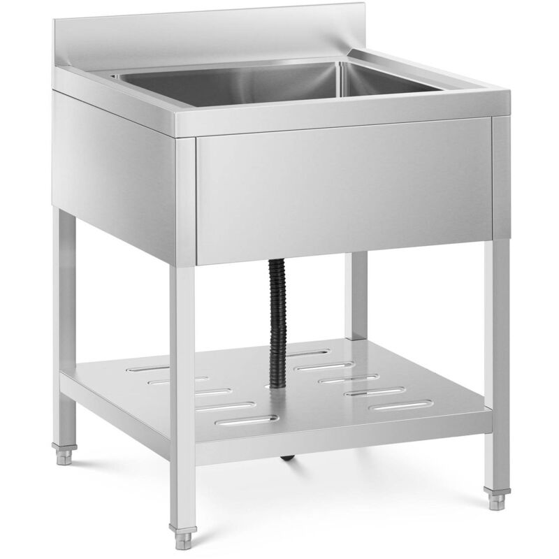 Royal Catering - Plonge Inox Évier 1 Bac Avec Dosseret Et Étagère Cuisine De Restaurant 7070cm
