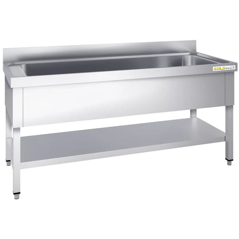 Plonge inox grande cuve 1400x600mm avec 1 bac PREMIUM - GOLDINOX