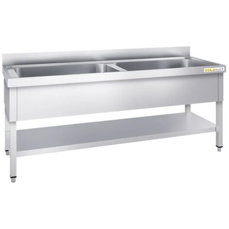 Plonge inox grande cuve 1600x600mm avec 2 bacs PREMIUM - GOLDINOX