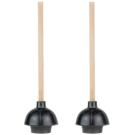 Plongeur - Tête En Caoutchouc Double Action - Manche En Bois - Pour Toilettes, Éviers Et Baignoires - 1 Pièce