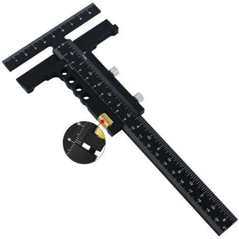 Plotter con binario a T scorrevole per carpentiere, strumento di misurazione per carpenteria, plotter di marcatura, calibro di misurazione - Alluminio - 229 mm x 90 cm