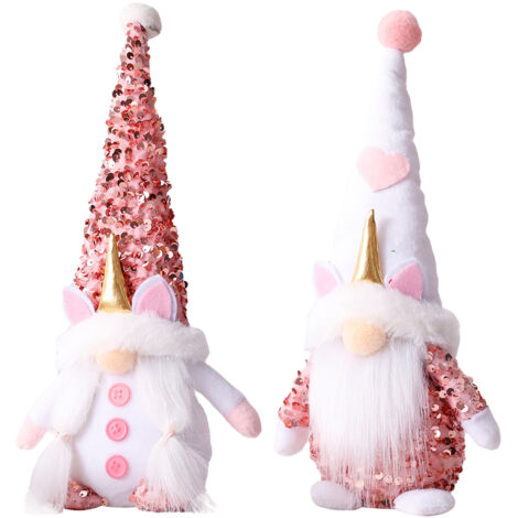 Plüsch-Gnom, Elf, Zwerg, Heimdeko, Tischdekoration, Partygeschenk [1er-Pack, 33 x 12 x 8 cm, weich, PP-Baumwolle, rosa, 2 Ausführungen]