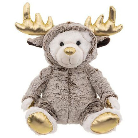Plüsch TEDDYBÄR-RENTIER 28cm BRAUN mit goldenen Elementen