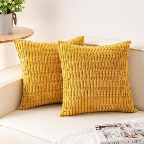 Plüschige gelbe Kissenbezüge, 50 x 50 cm (ohne Füllung), 2 Stück, Heimdekoration, Sofa, Wohnzimmercouch.
