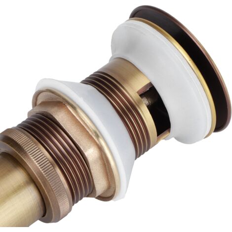 [Plug de Vidange] Plug de Vidange pour Salle de Bain en Cuivre Antique avec Trou et sans Overflow, Grand Bouton Rebondissant pour Bassin