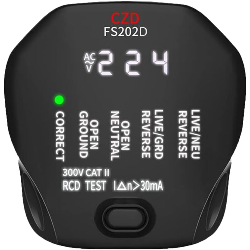 Image of ZVD - FS202D Tragbarer digitaler Steckdosentester - RCD-Fehlerstromschutz