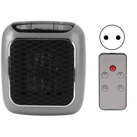 Plug-in heater, grey, remote temperature control, LED display, ceramic wall heater for bedroom, office, basement, 220V EU plug