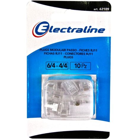 PLUG MODULARI PASSO 4/4 6/4 BLISTER 10 PZ Accessori Telefonia ELECTRALINE