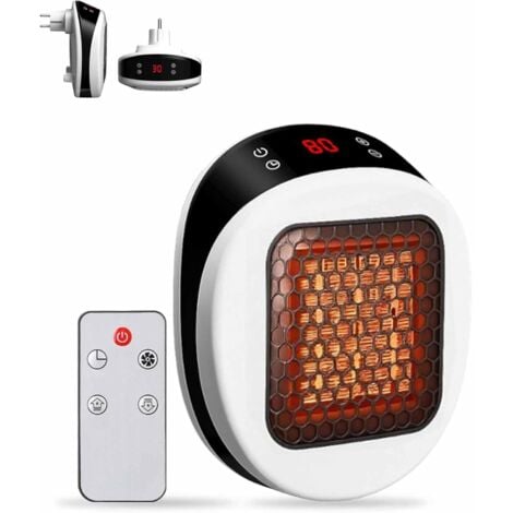 HEYTEA Plug sur Lunaheater, radiateur spatial portable Lunaheater, chauffage à fiche portable avec télécommande, élément de chauffage en céramique PTC, chaleur puissante en 30 secondes (White)
