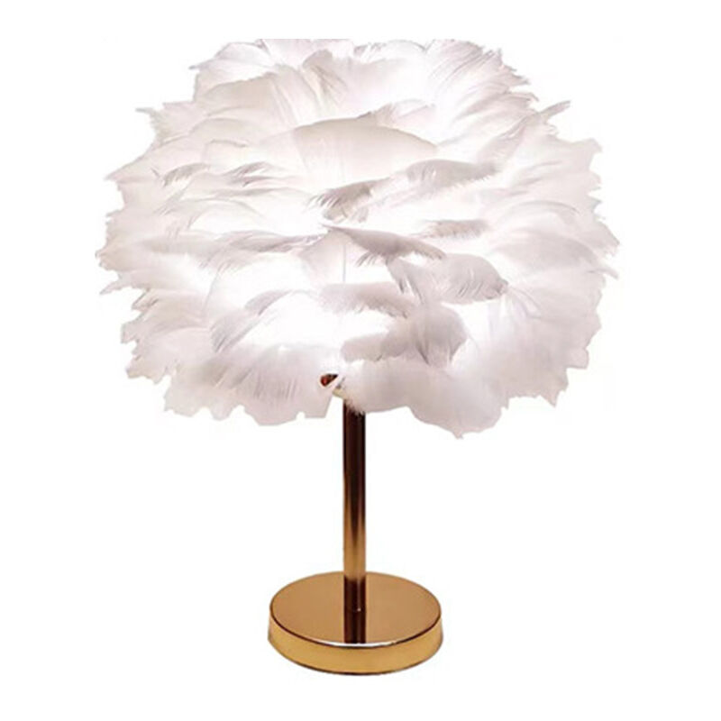 Eosnow - Plume led lampe de Table avec bouton poussoir lumière tamisée décorative or bureau lit veilleuse prise ue prise ue Type 2