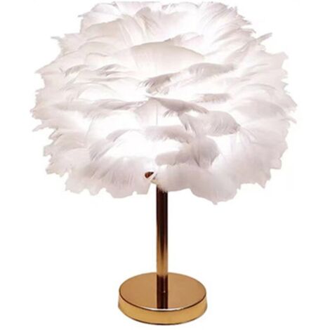Plume LED lampe de Table avec bouton poussoir lumière tamisée décorative or bureau lit veilleuse prise ue prise ue Type 2