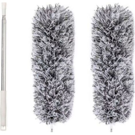 Plumeau, 2 Pièce Télescopique-Plumeau avec 250 cm en acier inoxydable, lavable en Microfibre Plumeau pour Nettoyer les Radiateurs, Armoire / penderie, Plafond, Fenêtre, Voiture