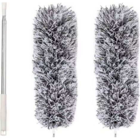Plumeau, 2 Pièce Télescopique-Plumeau avec 250 cm en acier inoxydable, lavable en Microfibre Plumeau pour Nettoyer les Radiateurs, Armoire / penderie, Plafond, Fenêtre, Voiture