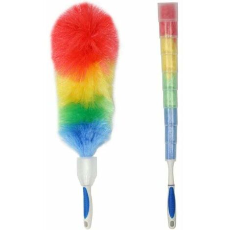 Plumeau à poussière - Avec bonne poignée et étui de protection - Plumeau antistatique et flexible pour nettoyer la poussière sur le plafond et ventilateur en hauteur