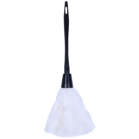 Plumeau élégant (1 pièce) avec manche en plastique noir, outils de nettoyage (blancs)