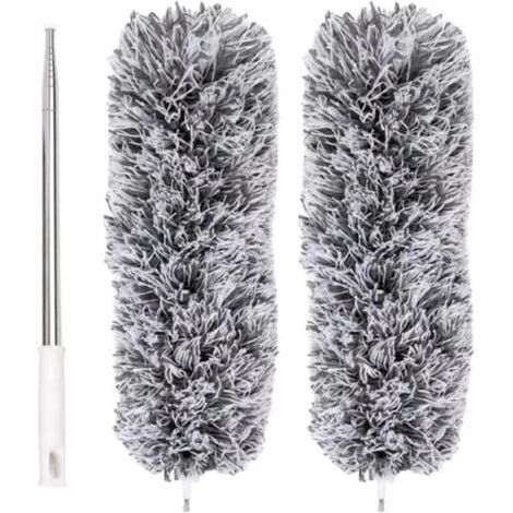 Plumeau Extensible en Microfibre avec Perche télescopique en Acier 110 po et tête Nettoyage Pliable Plumeau Plafond Lavable