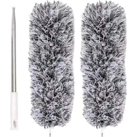 Plumeau Extensible en Microfibre avec Perche télescopique en Acier 110 po et tête Nettoyage Pliable Plumeau Plafond Lavable