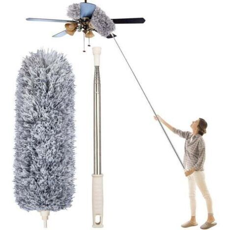 Plumeau Poussière, Plumeau Microfibre avec Poignée en Acier Inoxydable, Plumeau Extensible de 30 à 100 "pour Nettoyer Les Ventilateurs de Plafond, Les Stores, Les plinthes, Les Voitures