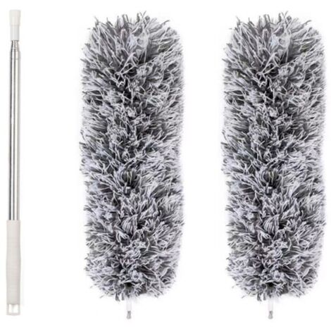 Plumeau Télescopique, Plumeau Poussière Lavable en Microfibre avec Manche Extensible en Acier Inoxydable jusqu'à 95 inch Plumeau pour Poussière, Toile D'Araignée, Plafond, Voitures
