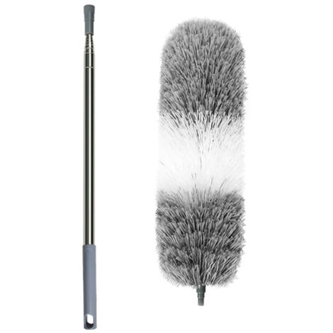 Plumeau Télescopique, Plumeau Toile D'araignée Poussière, Tete de Loup 250CM Tête Pliable Lavable