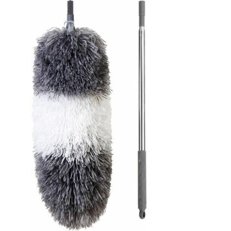 Plumeau Télescopique, Plumeau Toile D'araignée Poussière, Tete de Loup 250CM Tête Pliable Lavable