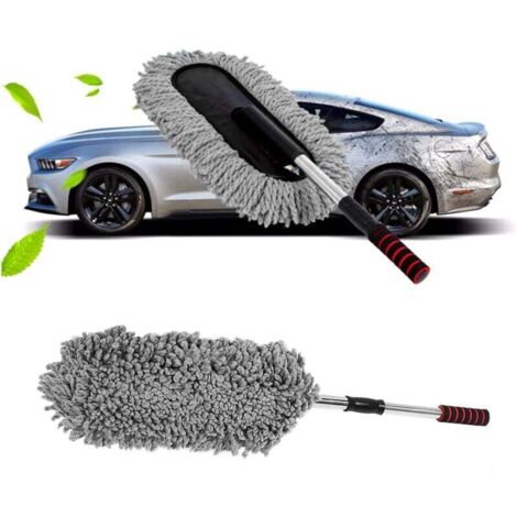 Plumero de microfibra para coche y hogar. Plumero multiusos: mango extensible largo e irrompible.