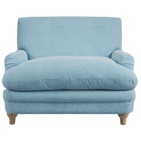 Plumpton Duck Egg Blue Weave Chair - Chenille - L111.5 x W106 x H84.5 cm - Oak