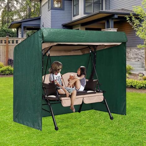 PLUS Copertura per altalena, 3 posti, 220 x 125 x 170 cm, grande, con cerniere, impermeabile, antipolvere, verde,