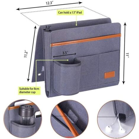 Plus Épais Feutre Betttasche, Hängeaufbewahrung Caddy De Stockage Organiseur Sac De Rangement ,Gris