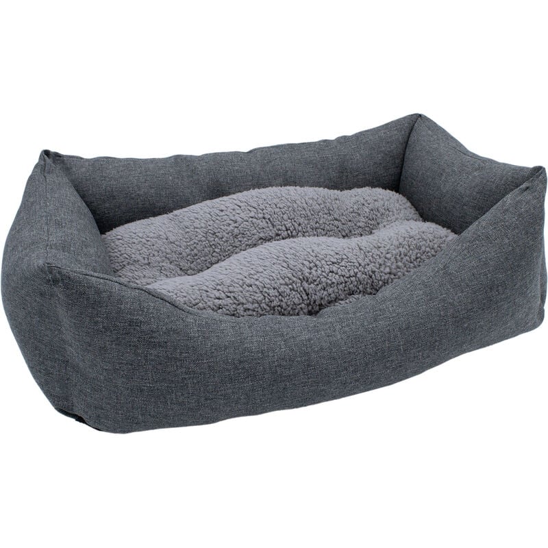 Spetebo - Plüsch Heimtierkorb in grau mit entnehmbarem Kissen - 60 x 45 cm - Hundebett mit rutschfester Unterseite - Haustier Schlafplatz Hundekorb