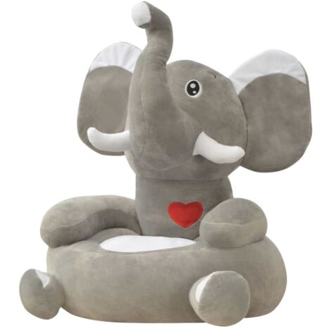 Plush Children's Chair Elephant Grey vidaXL