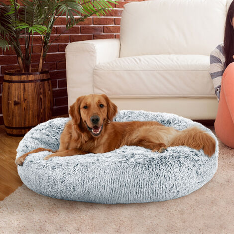 Plush Donut Pet Bed,Dog Cat Round Warm Cuddler Kennel Cushion Bed Anti-Slip Bottom,Machine Washable, different size available