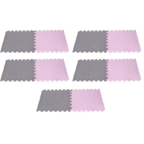 Plush Foam Interlocking Floor Carpet Soft Non Slip Cuttable Interlocking Rug Floor Mat for Living Room Bedroom Grey 5 Pieces Purple 5 Pieces