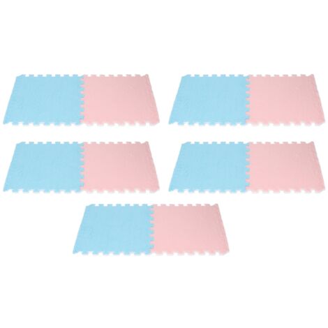 Plush Foam Interlocking Floor Carpet Soft Non Slip Cuttable Interlocking Rug Floor Mat for Living Room Bedroom Sky Blue 5 Pieces Pink 5 Pieces