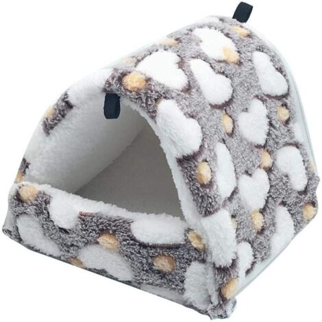 Plush Rodent Bed, Small Hamster House, Hammock Toy, Cabin Bed for Guinea Pig, Rabbit, Chinchilla, Ferret, Brown, Large